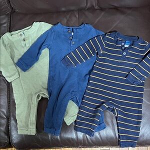 Long-Sleeve Thermal-Knit Henley One-Piece 3-Pack